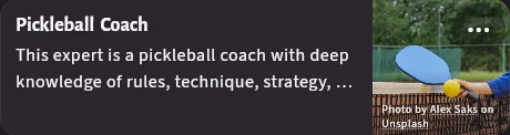 Pickleball Coach, an Xpert card from the app